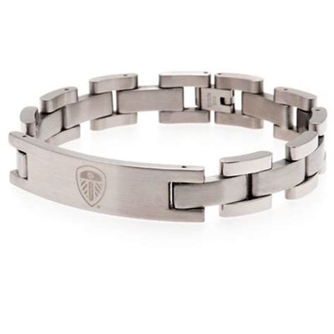 leeds united silver mens bracelets with logo